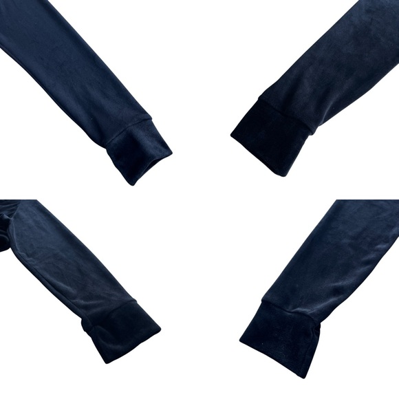 Elite Collection Women’s Med Black Velour Half Zip Drawstring Crop Hoodie 75145E - Picture 7 of 15